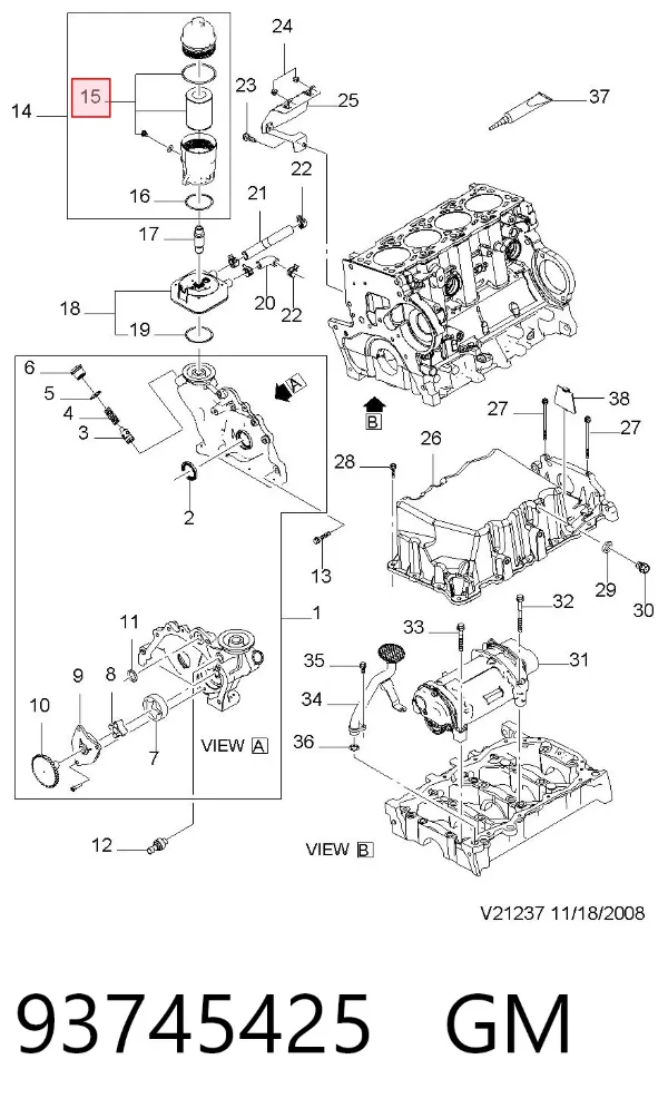 Filtr oleju 93745425 General Motors