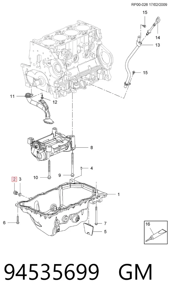 Korek miski olejowej silnika 94535699 General Motors