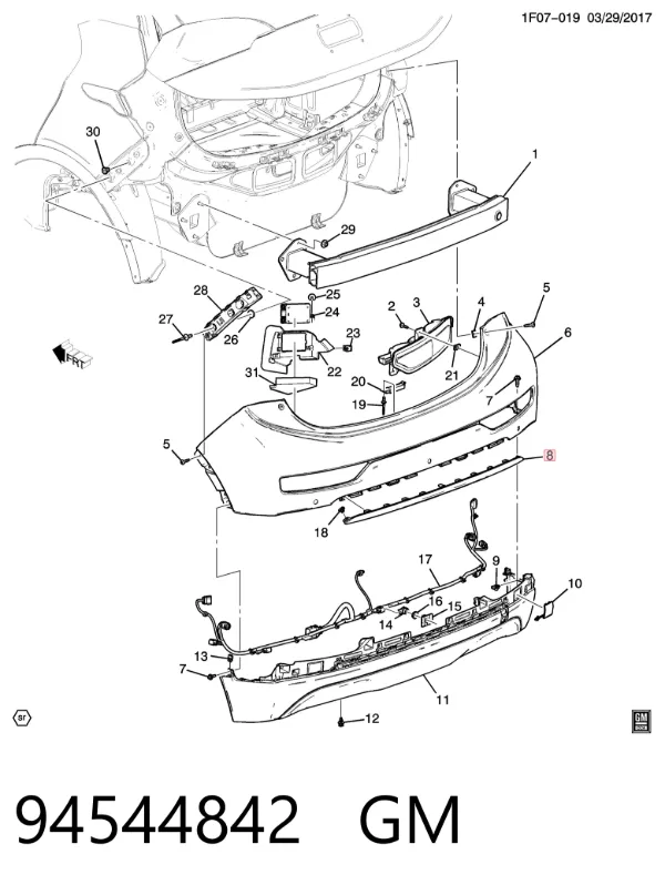 Listwa ochronna zderzaka tylnego 94544842 General Motors