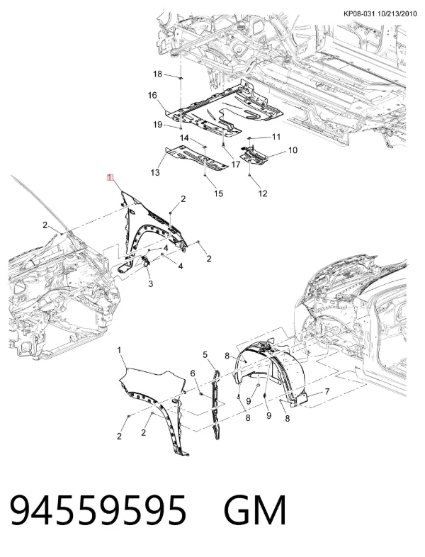 Błotnik przedni prawy Chevrolet Orlando J309