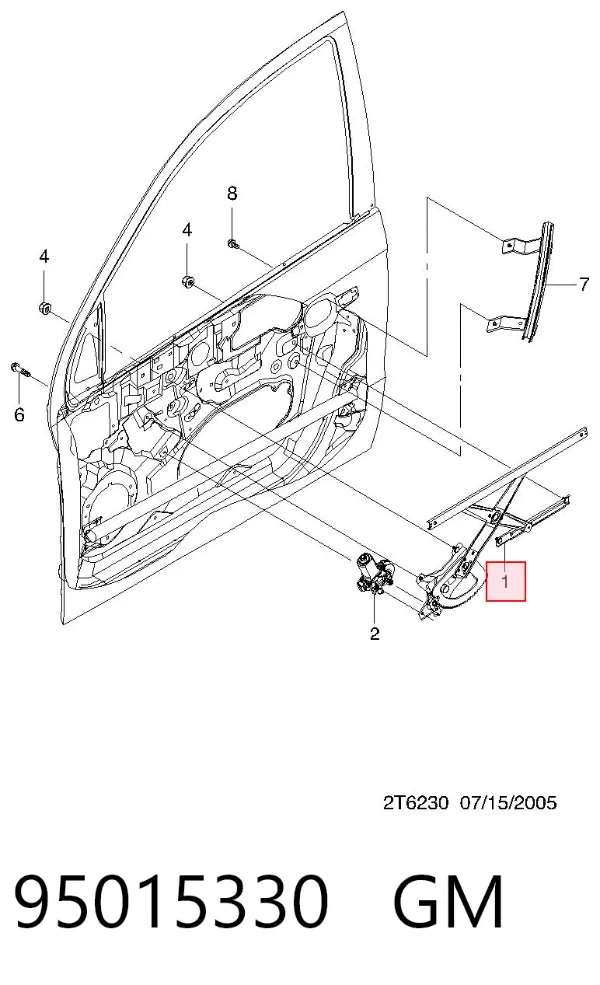 Mechanizm podnoszenia szyby drzwi przednich prawych Chevrolet Aveo I