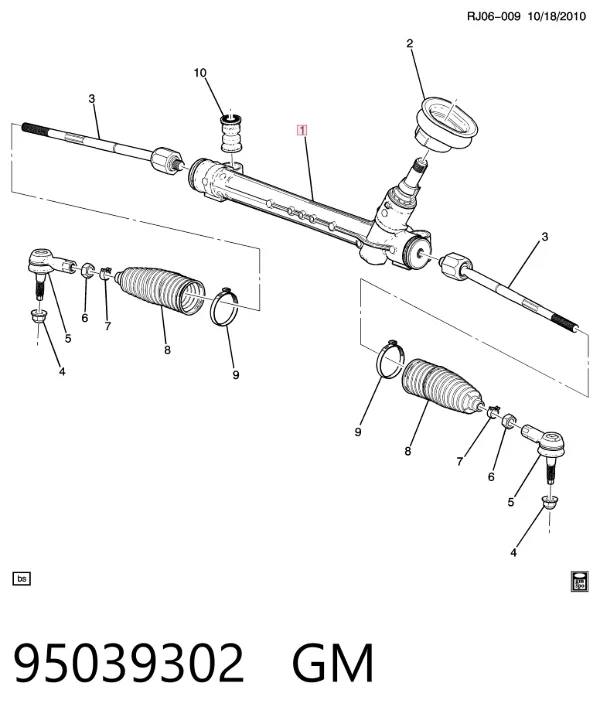 Listwa kierownicza (maglownica) 95039302 General Motors