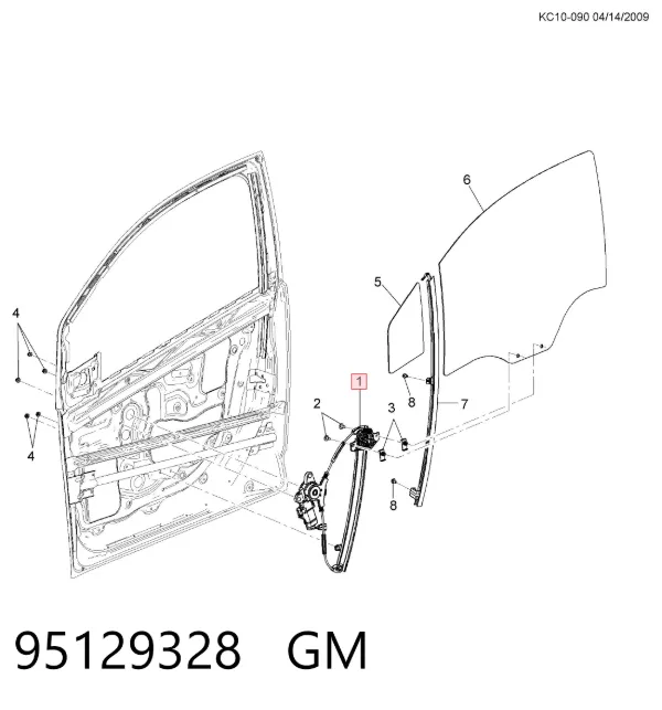 Mechanizm podnoszenia szyby drzwi przednich lewych Chevrolet Spark (Matiz) M300