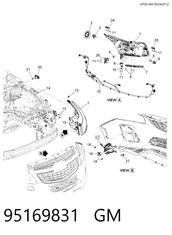 Lampa przeciwmgielna prawa 95169831 General Motors