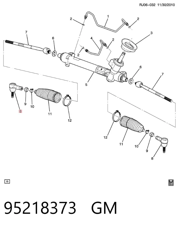 Końcówka drążka kierowniczego zewnętrzna 95218373 General Motors