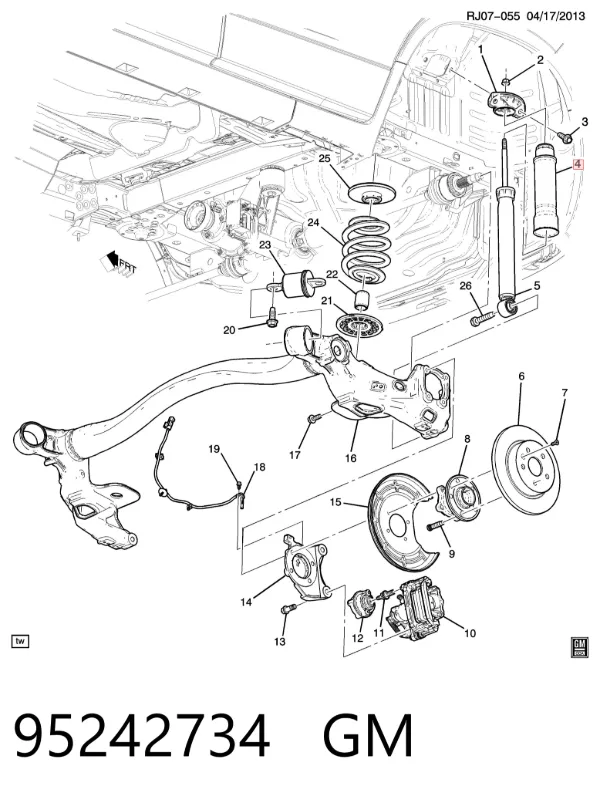 Odbój amortyzatora tylnego + osłona 95242734 General Motors