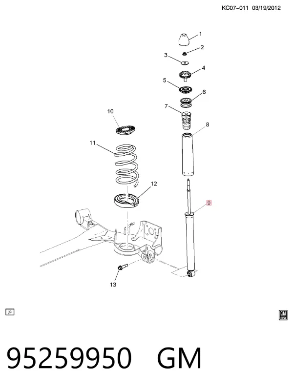 Amortyzator tylny 95259950 General Motors