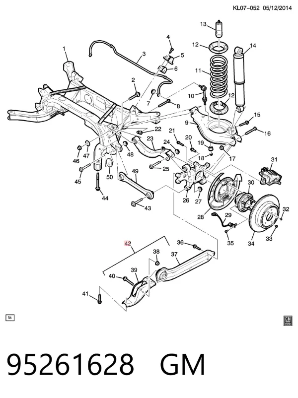 Drążek podłużny zawieszenia tylnego prawy 95261628 General Motors
