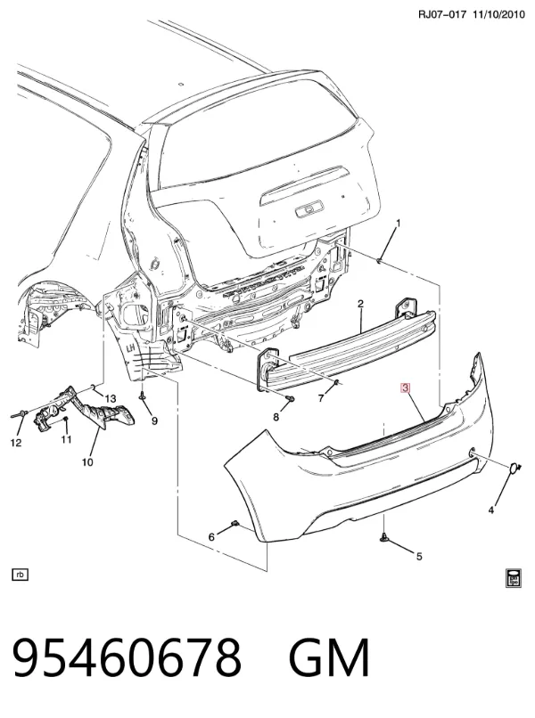 Zderzak tylny 95460678 General Motors