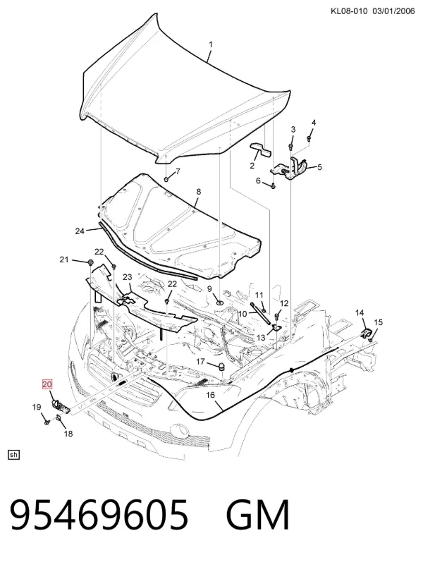 Zamek maski Chevrolet Captiva I
