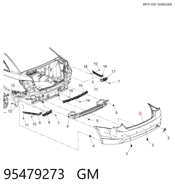 Zderzak tylny 95479273 General Motors