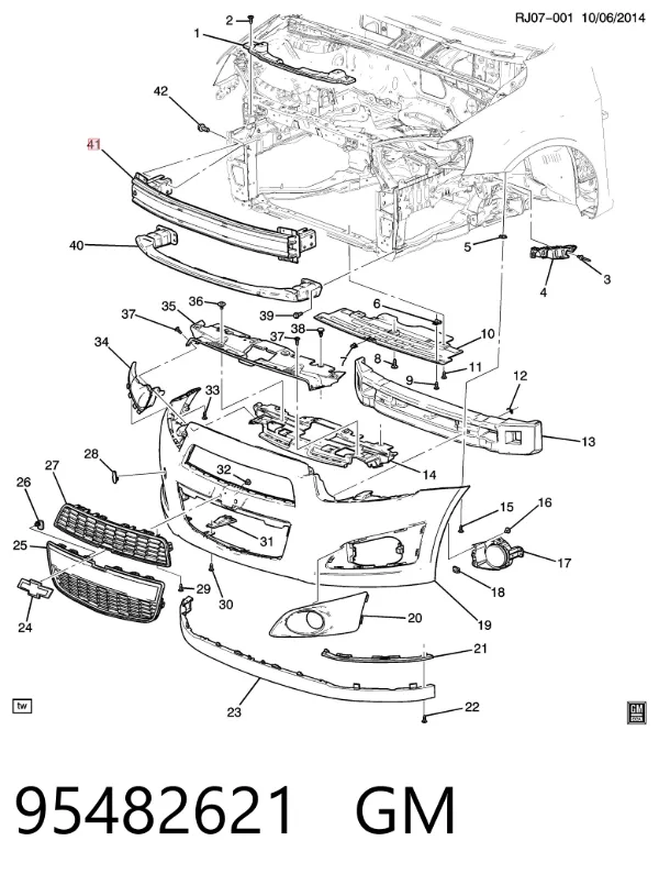 Wzmocnienie zderzaka przedniego 95482621 General Motors