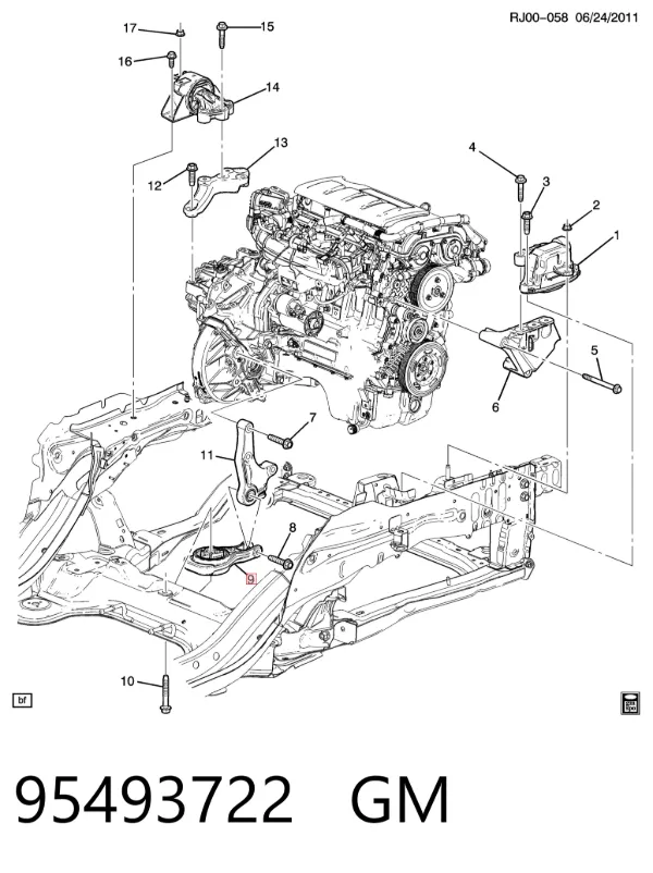 Poduszka (podpora) silnika tylna 95493722 General Motors