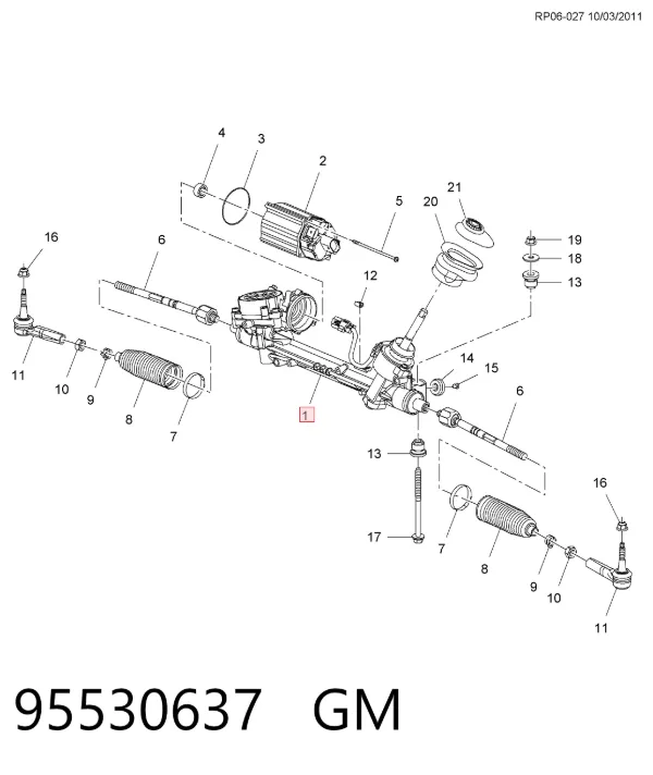 Listwa kierownicza (maglownica) 95530637 General Motors