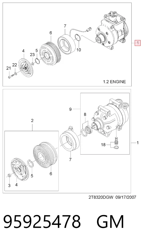 Sprężarka klimatyzacji 95925478 General Motors