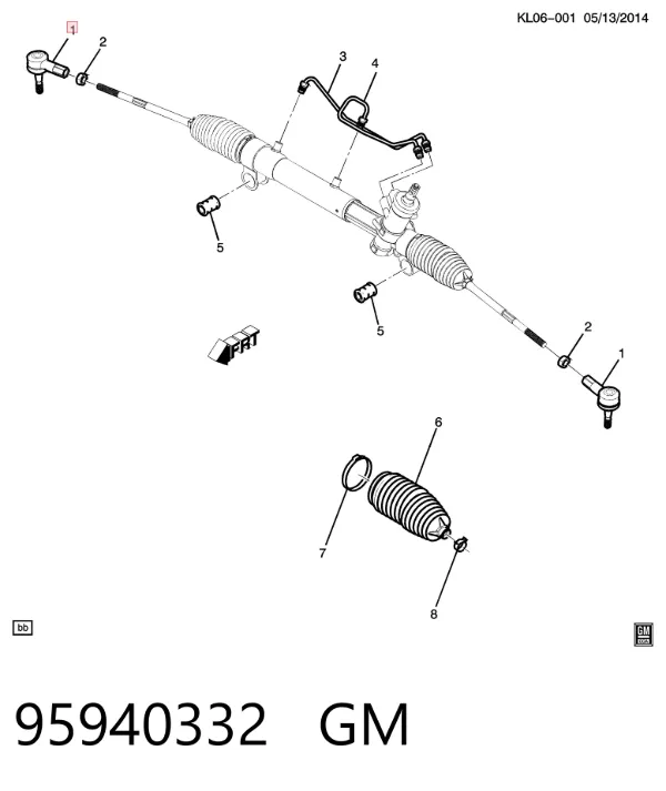 Końcówka drążka kierowniczego zewnętrzna 95940332 General Motors