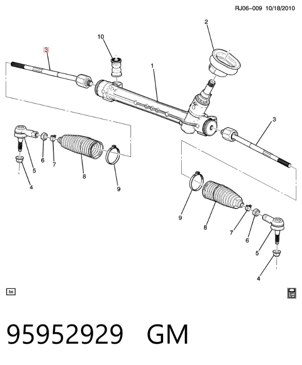 Drążek kierowniczy 95952929 General Motors