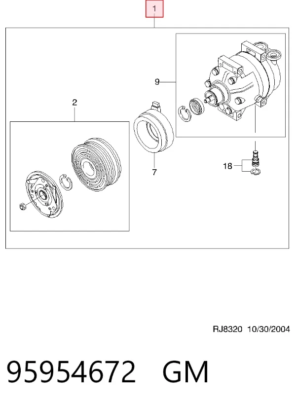 Sprężarka klimatyzacji 95954672 General Motors
