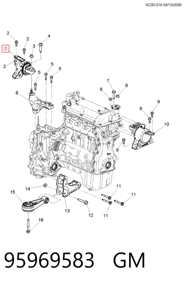 Poduszka (podpora skrzyni biegów) 95969583 General Motors
