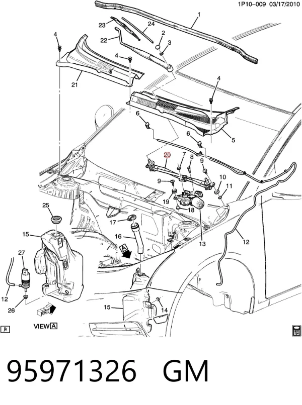 Mechanizm wycieraczek 95971326 General Motors