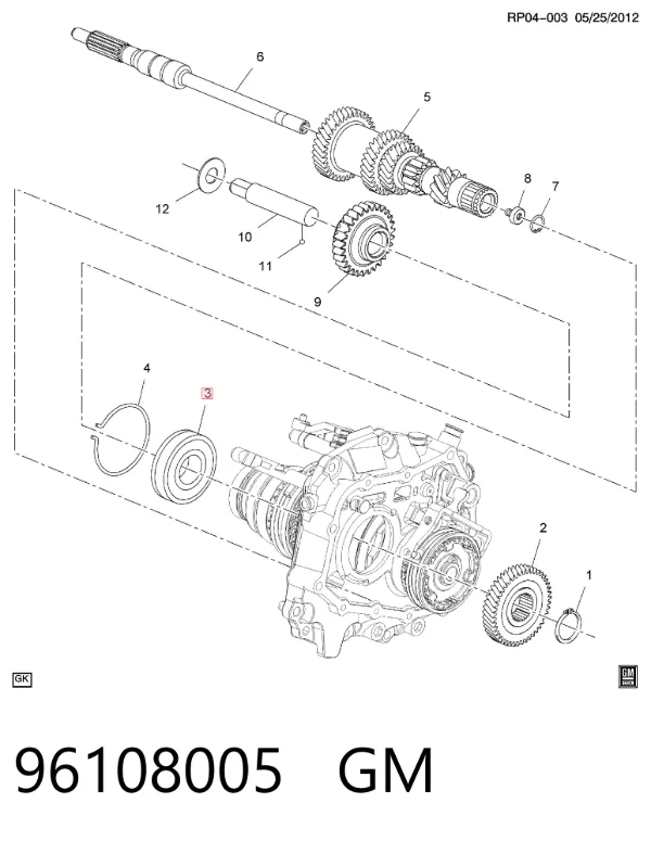 Łożysko wału sprzęgłowego skrzyni biegów Chevrolet Aveo II