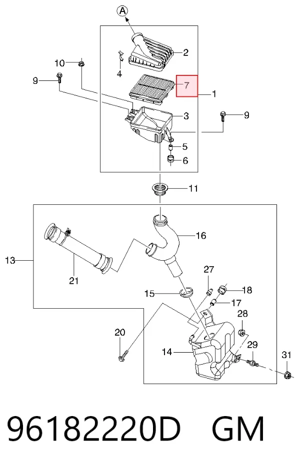 Filtr powietrza 96182220D General Motors