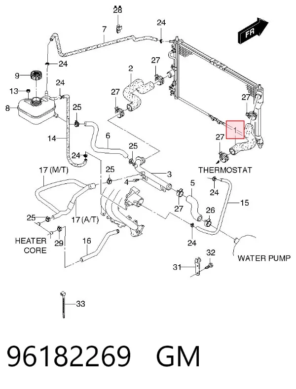 Przewód (króciec) chłodnicy górny 96182269 General Motors