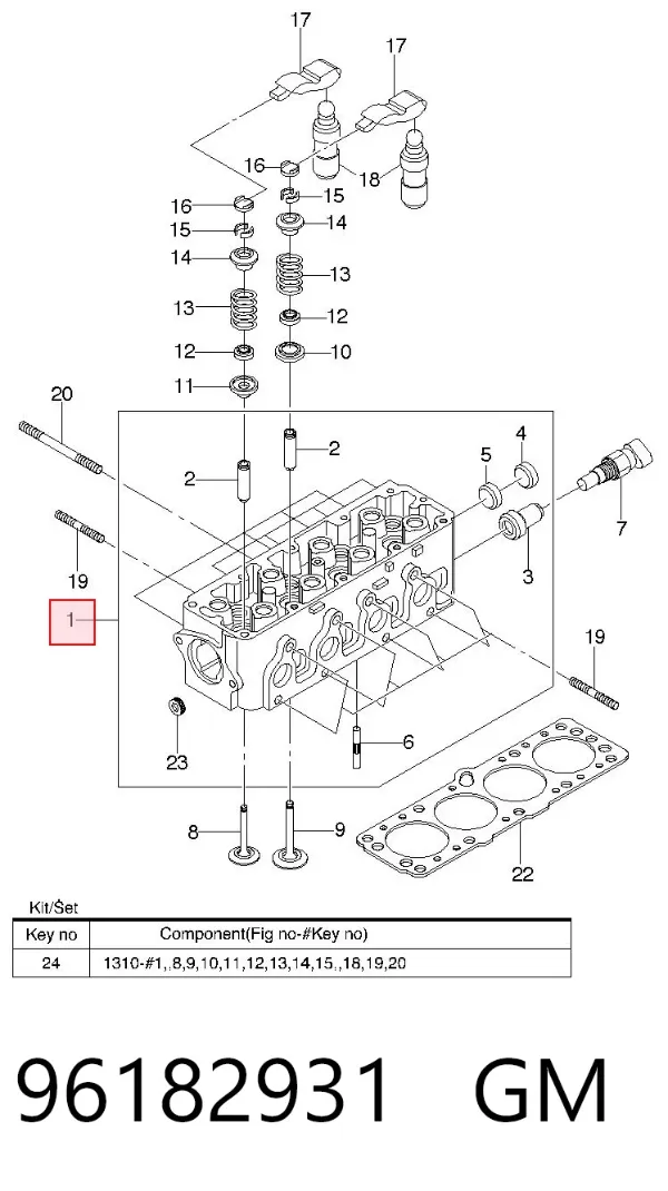 Głowica cylindrów 96182931 General Motors