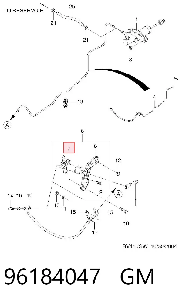 Cylinder roboczy sprzęgła 96184047 General Motors