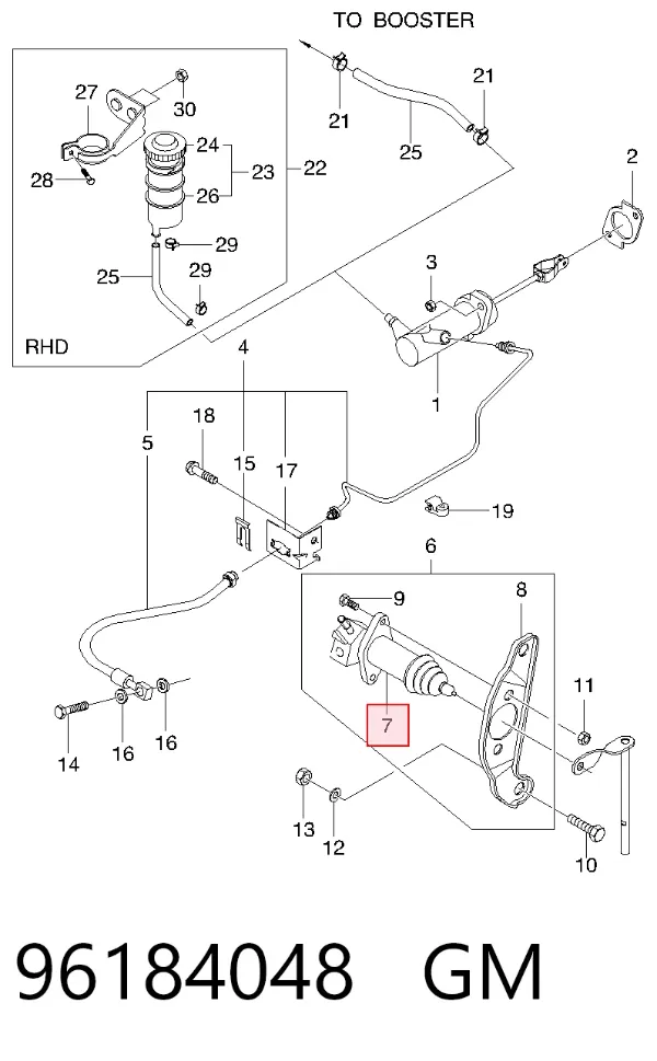 Cylinder roboczy sprzęgła 96184048 General Motors