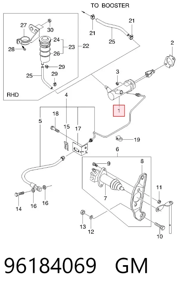 Cylinder sprzęgła główny 96184069 General Motors
