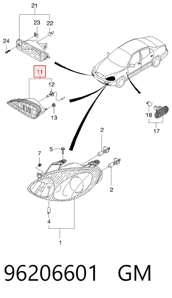 Lampa przeciwmgielna lewa Daewoo Leganza KLAV