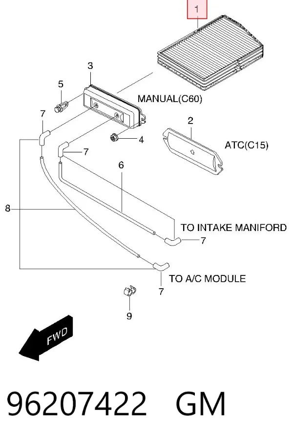Filtr kabiny 96207422 General Motors