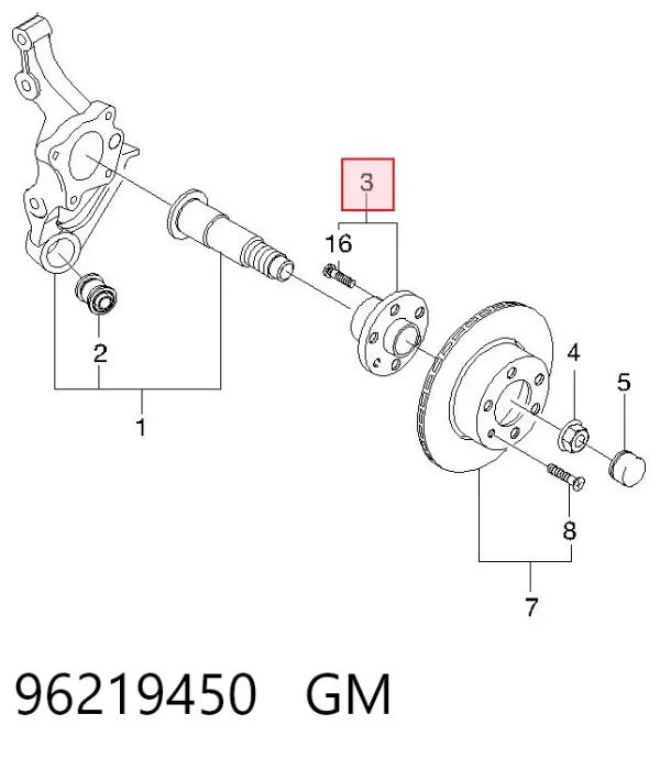 Piasta tylna 96219450 General Motors