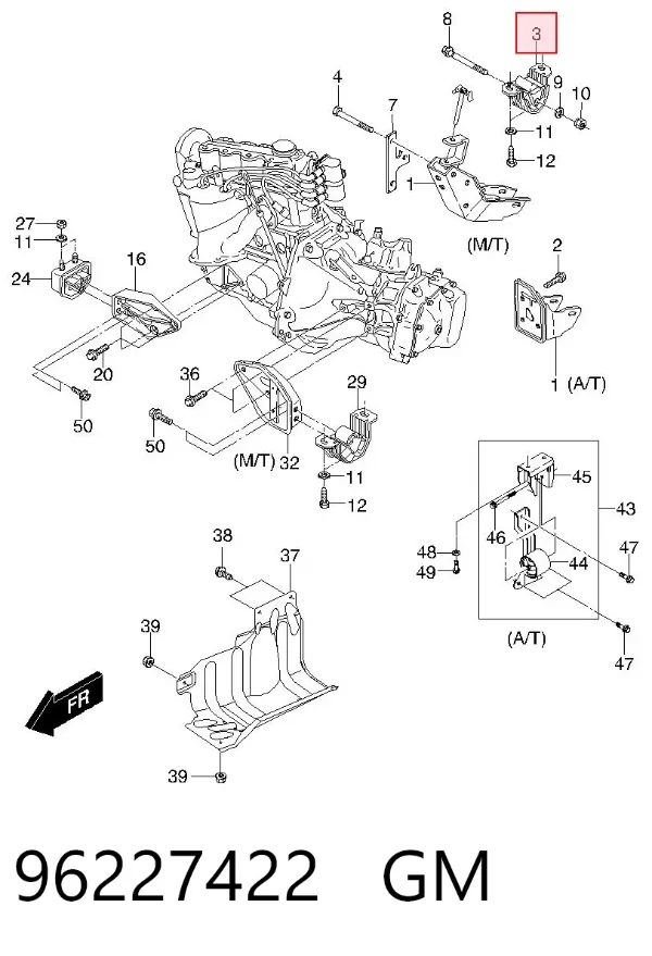 Poduszka (podpora) silnika tylna 96227422 General Motors