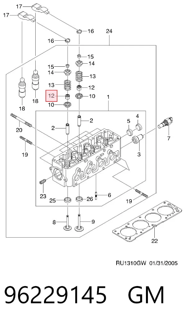 Uszczelniacz zaworu dolotowego/wylotowego 96229145 General Motors