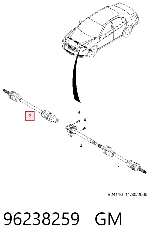 Półoś napędowa przednia prawa 96238259 General Motors