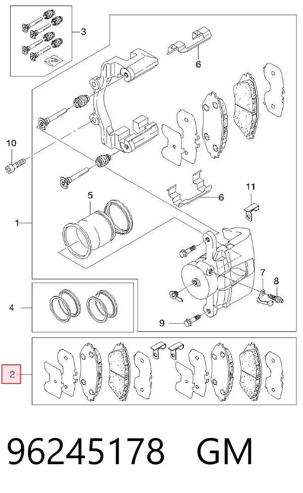 Klocki hamulcowe przednie tarczowe 96245178 General Motors