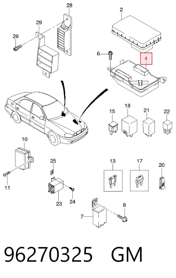 Obudowa skrzynki bezpieczników 96270325 General Motors