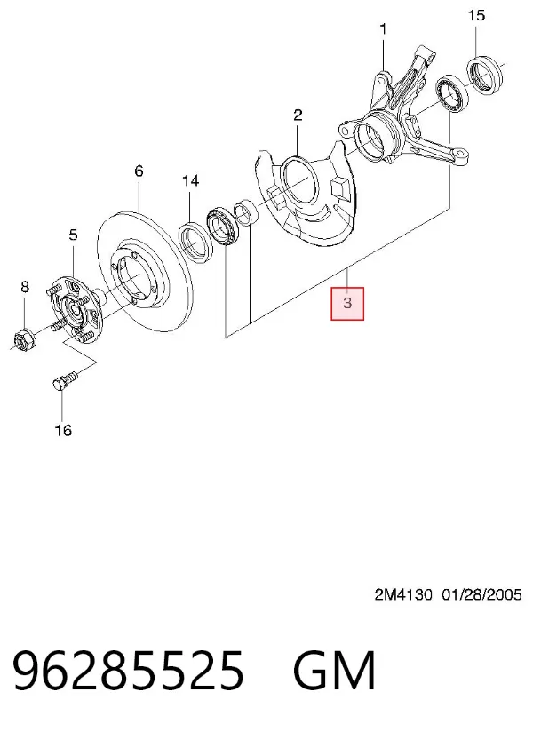 Łożysko piasty przedniej 96285525 General Motors