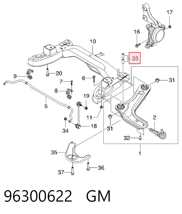 Silentblock przedniego wahacza dolnego 96300622 General Motors