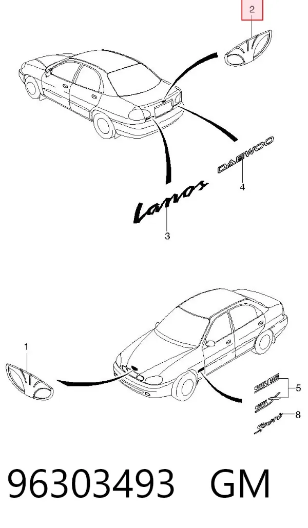 Emblemat na klapę bagaznika (znaczek firmowy) 96303493 General Motors
