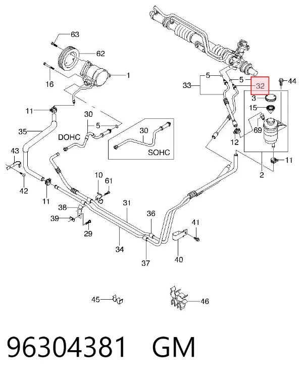 Przewód hydraulicznego układu wspomagania wysokiego ciśnienia, od pompy do maglownicy (mechanizmu) Daewoo Lanos KLAT