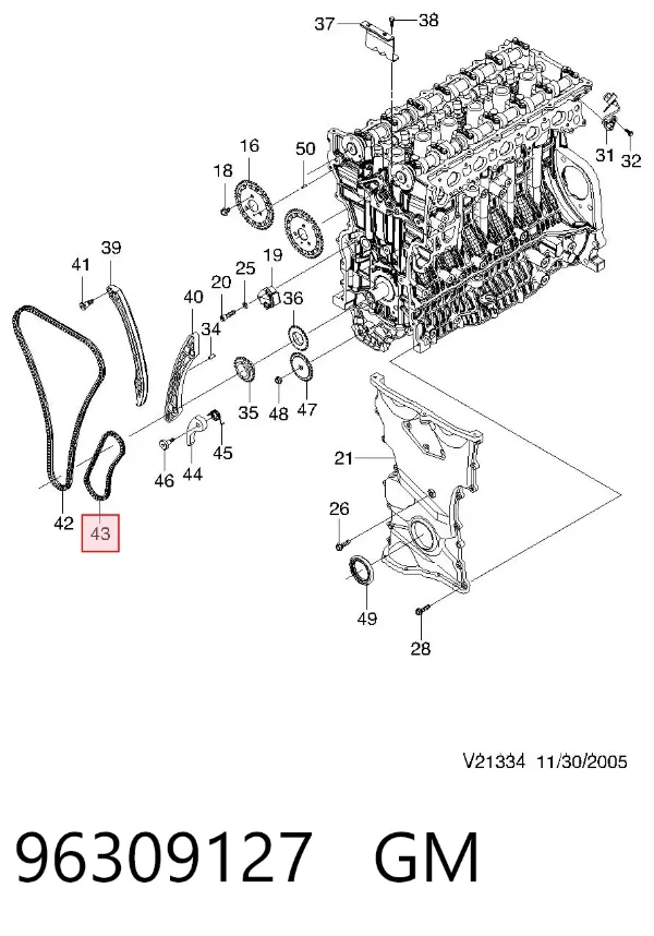 Łańcuch pompy oleju 96309127 General Motors