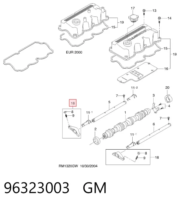 Dźwigienka zaworowa 96323003 General Motors