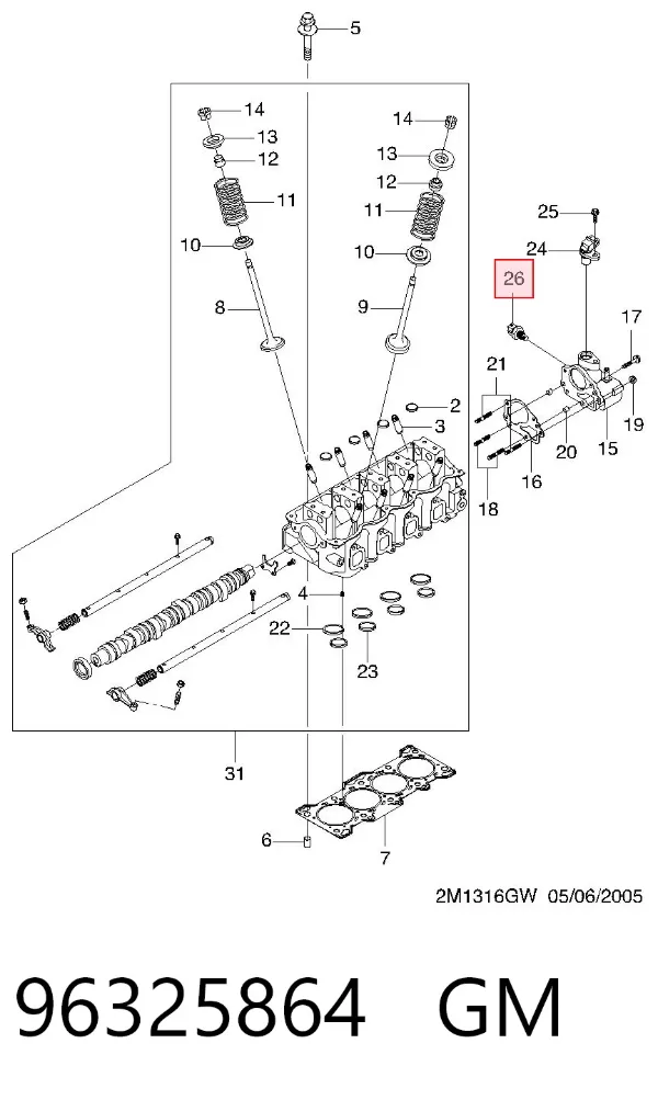 Czujnik temperatury płynu chłodzącego 96325864 General Motors