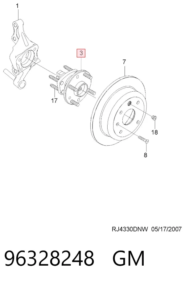 Piasta tylna 96328248 General Motors