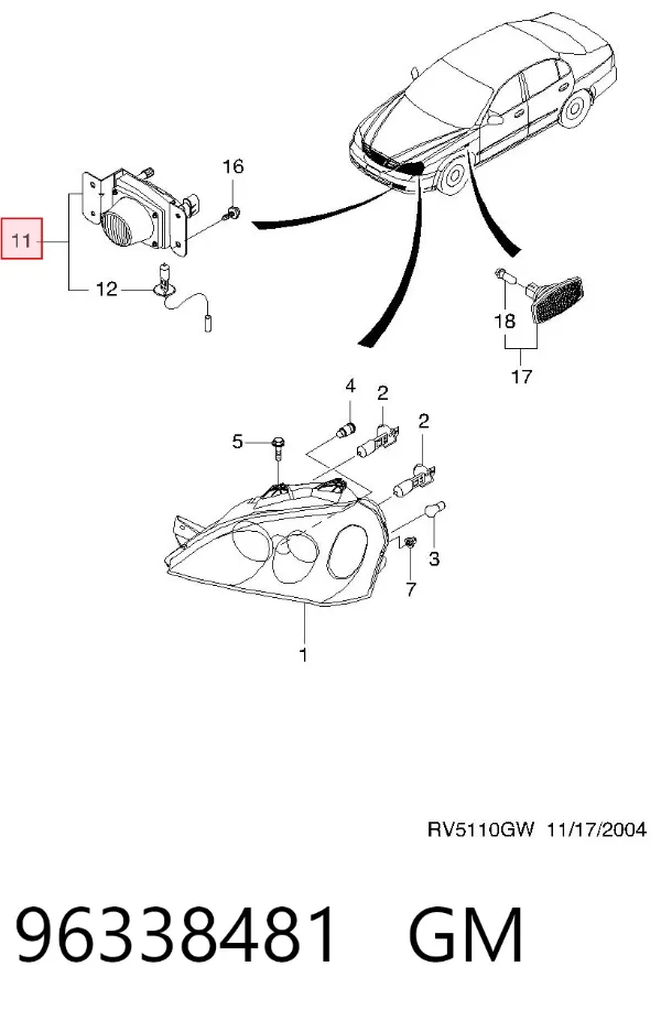 Lampa przeciwmgielna lewa Chevrolet Evanda V200