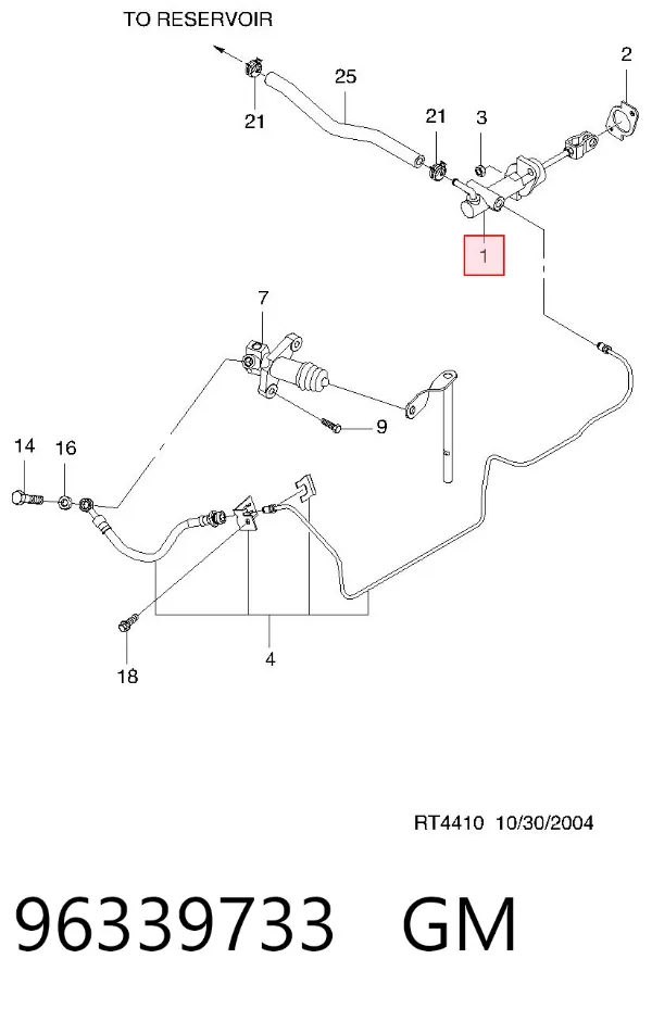 Cylinder sprzęgła główny 96339733 General Motors