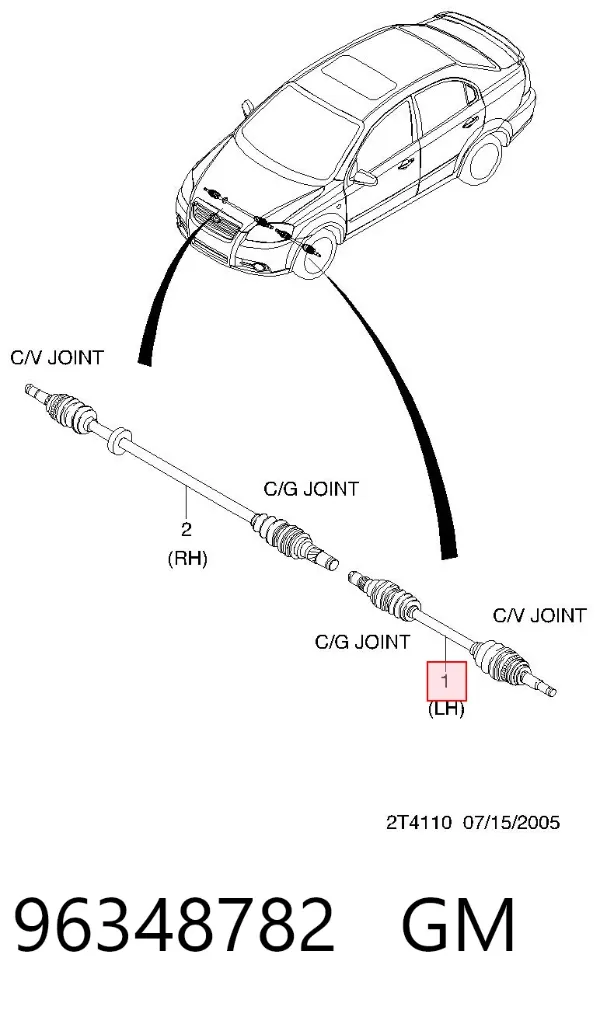 Półoś napędowa przednia lewa 96348782 General Motors